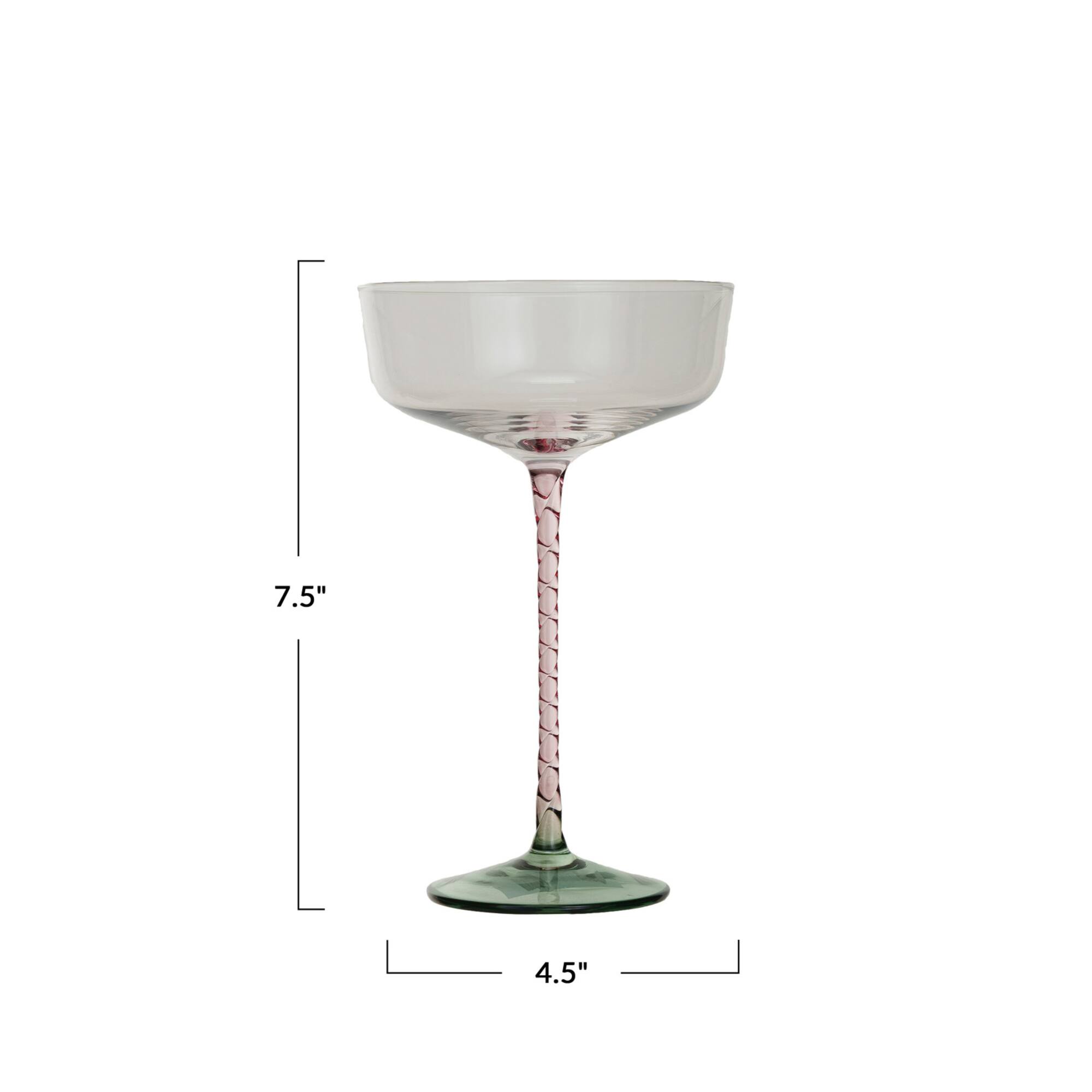 Hello Honey® 10oz. Pink, Green & Clear Champagne Coupe Glass